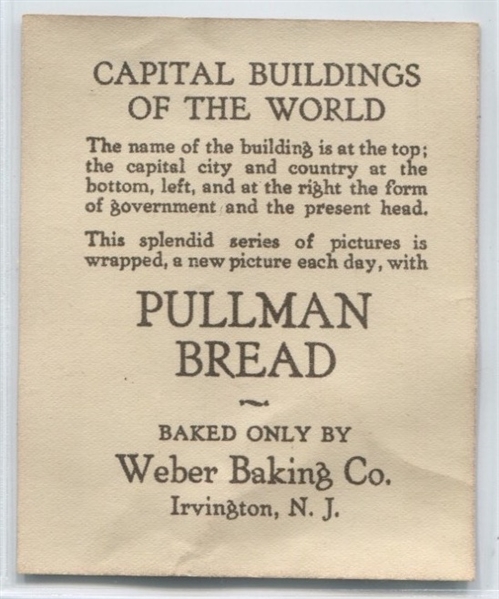 D-UNC Weber Baking Company Capital Buildings of the World Lot of (3) Cards