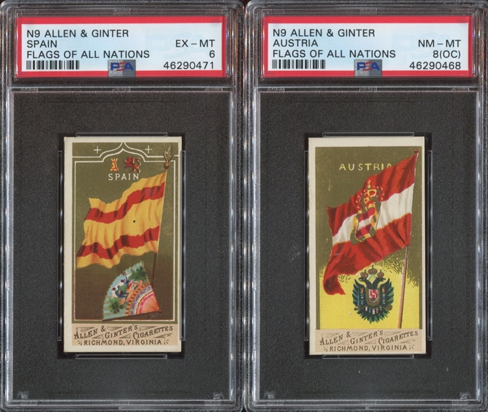 N9 Allen & Ginter Flags of All Nations Lot of (2) PSA-Graded Cards