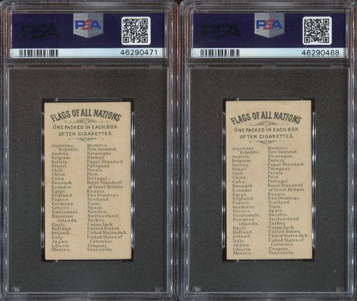 N9 Allen & Ginter Flags of All Nations Lot of (2) PSA-Graded Cards