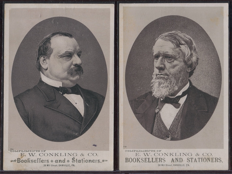 Interesting 1888 Presidential Advertising Card Pair - Grover Cleveland and Allen Thurman