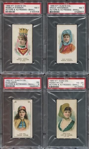 N71 Duke Tobacco Actors & Actresses Lot of (4) PSA-Graded with PSA7's