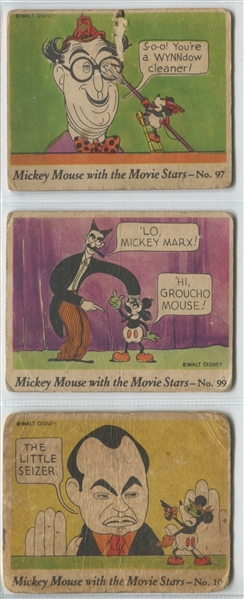 R90 Gum Inc Mickey Mouse and the Movie Stars Lot of (3) Cards