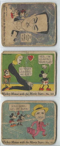 R90 Gum Inc Mickey Mouse and the Movie Stars Lot of (3) Cards