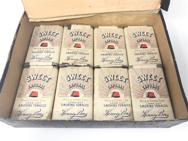 Fantastic 1920's Sweet Caporal Box with (8) Full Packages with Outer Case