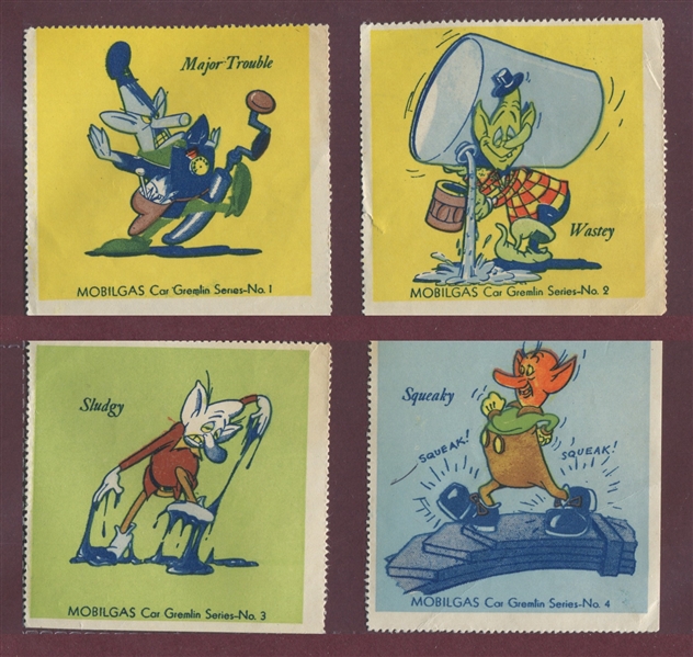 1943 Mobil Gas Car Gremlin Series Stamps Lot of (6) Different