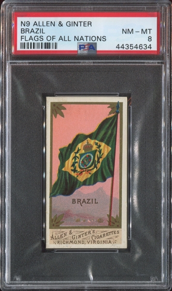N9 Allen & Ginter Flags of All Nations Brazil PSA8 NM-MT