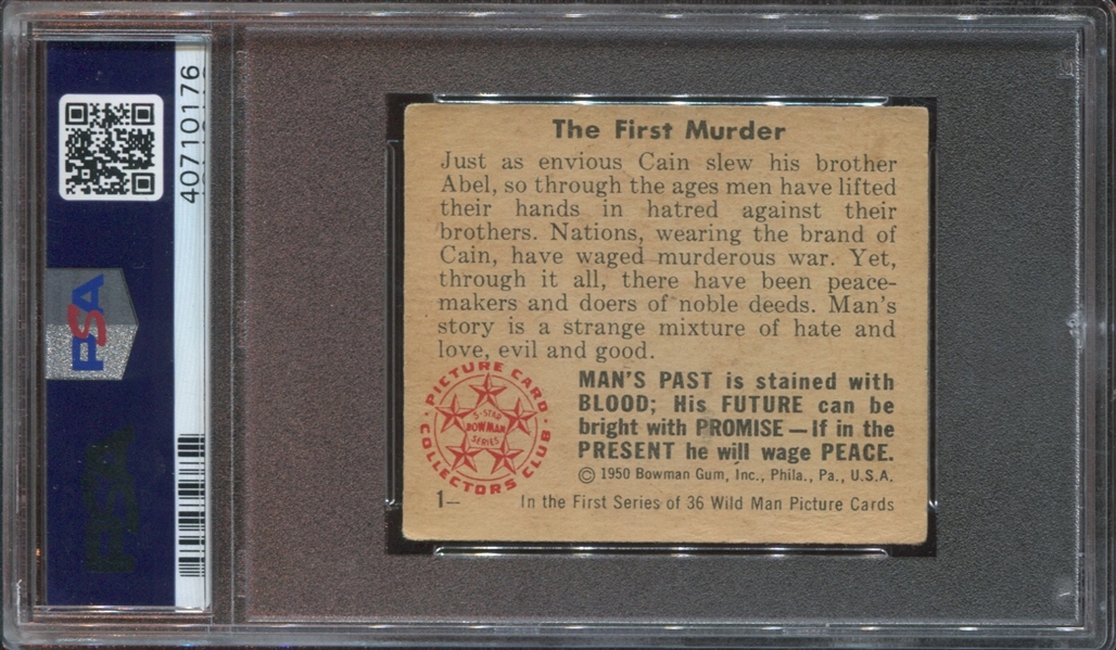 1950 Bowman Gum Wild Man #1 The First Murder PSA3 VG