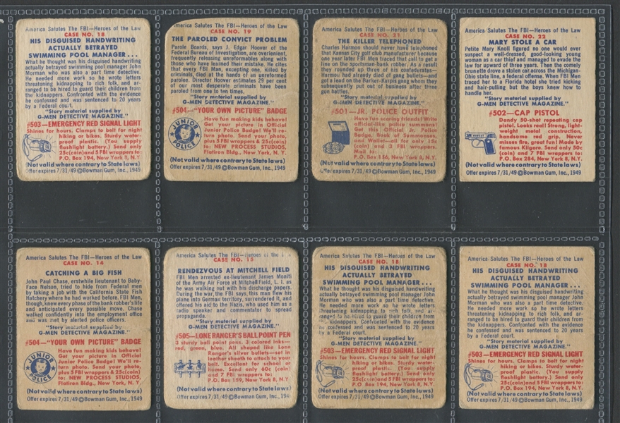 1949 Bowman America Salutes the FBI Lot of (27) Cards
