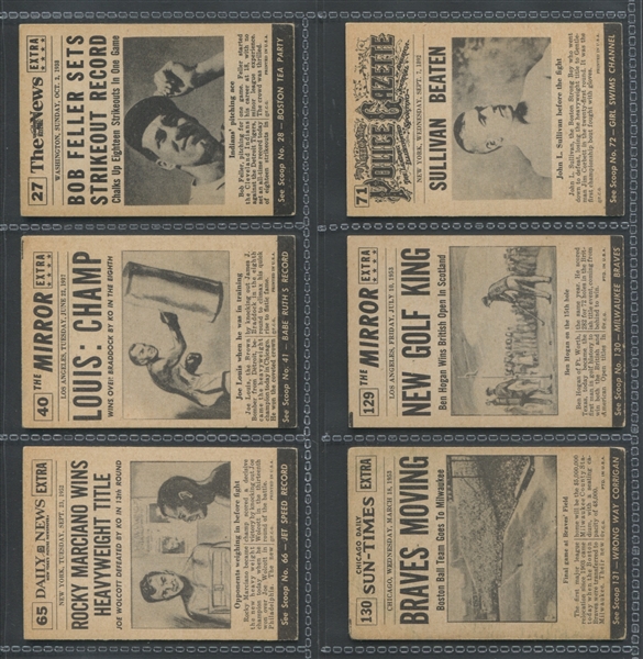 1954 Topps Scoops Lot of (6) Sports Figure Cards with Feller 