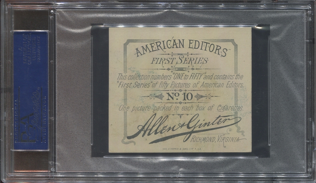 N35 Allen & Ginter American Editors Large #10 J.M. Bundy PSA5 EX