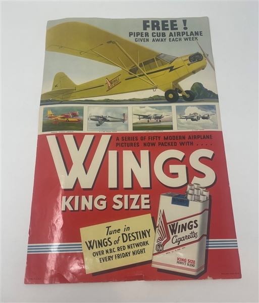 T87 Wings Cigarettes Window Flyer for Wings Airplane Card Sets