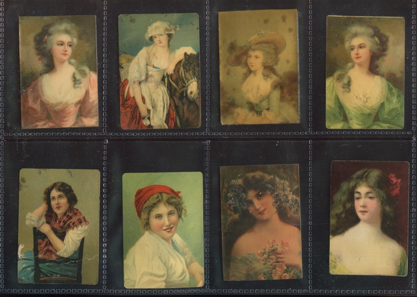 T304/PX108 Zubelda Cigarettes Miniature Paintings on Convex Tin Lot of (31) with Glassine Envelopes