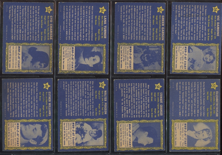 1953 Topps Who-Z-At Stars Complete Set of (80) Cards