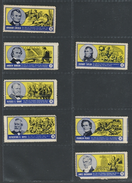 1963 Topps Famous Americans Stamps Near Complete Set (66/80) of TOUGH Stamps