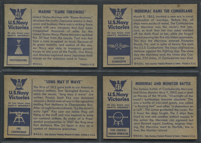 1954 Bowman U.S. Naval Victories (28) Card Lot