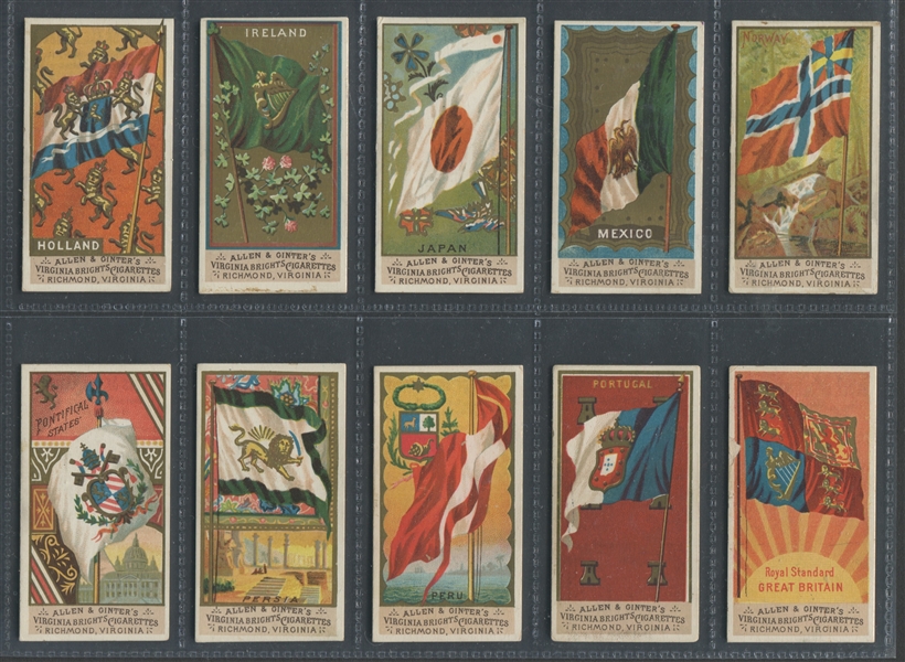 N9 Allen & Ginter Flags of All Nations (Virginia Brights) Lot of (30) Cards with UK Yellow Sun