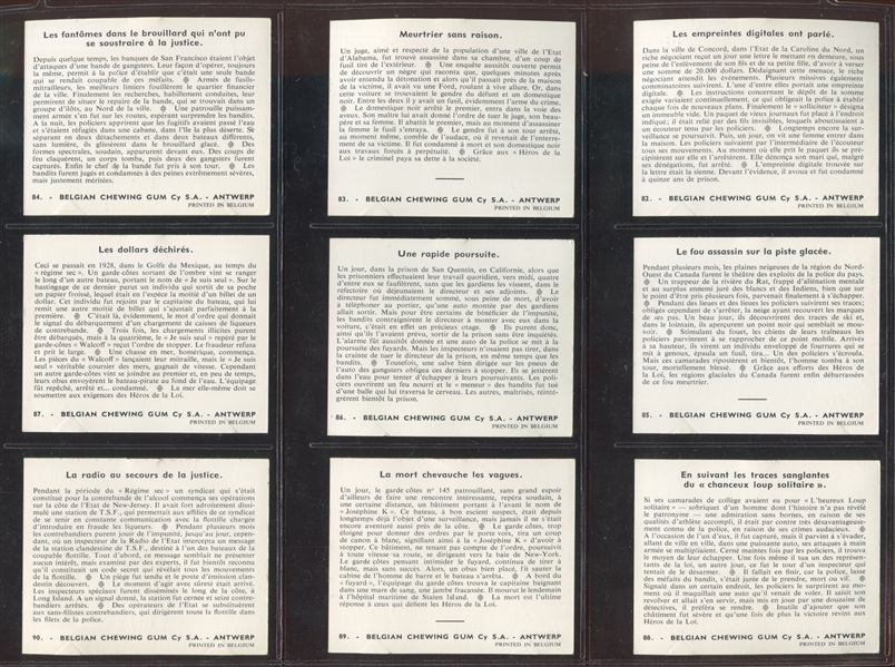 1930's Belgian G-Men and the Heroes of the Law Complete Set of (96) Cards