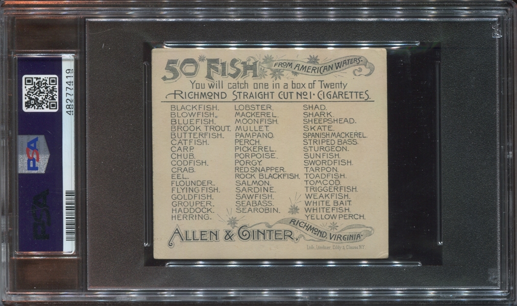 N39 Allen & Ginter Fish From American Waters - Flounder PSA3 VG