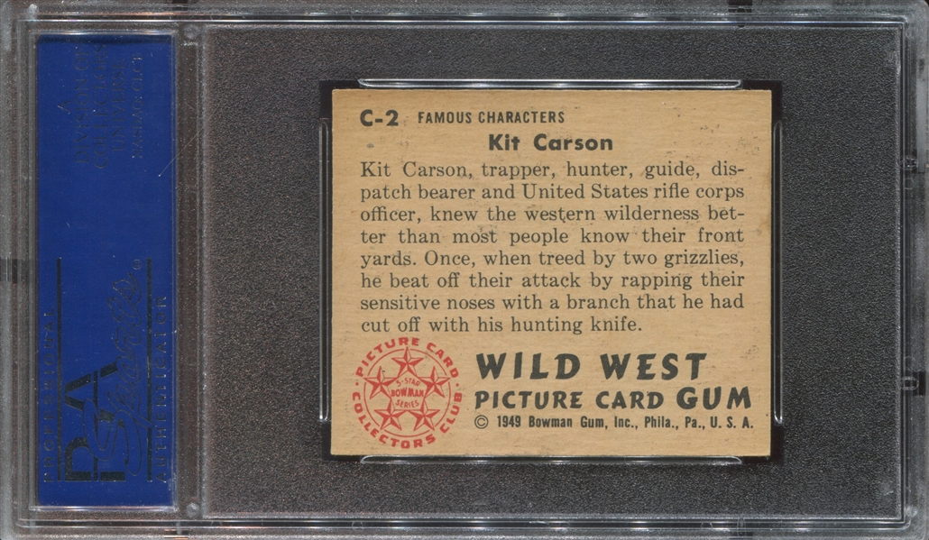 1949 Bowman Wild West #C2 Kit Carson PSA8 NM-MT