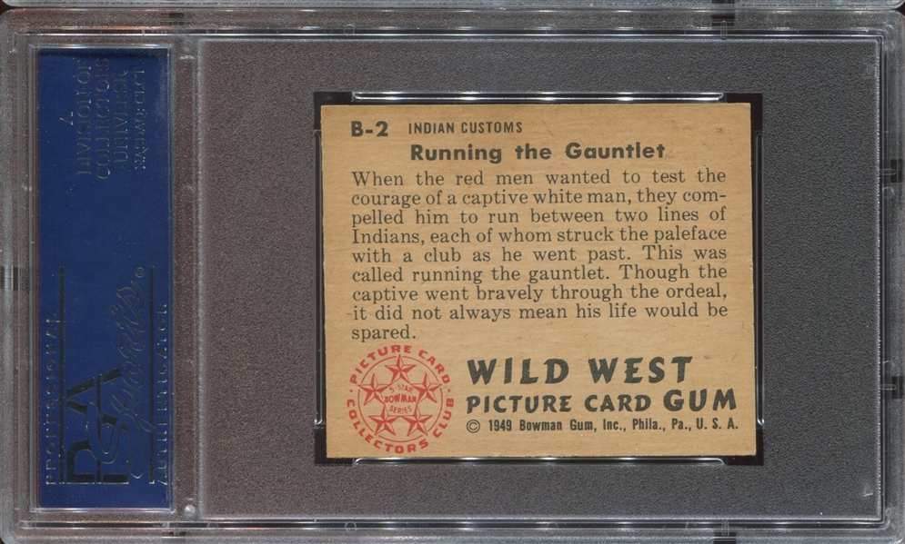 1949 Bowman Wild West #B2 Running the Gauntlet PSA8.5 NM-MT+