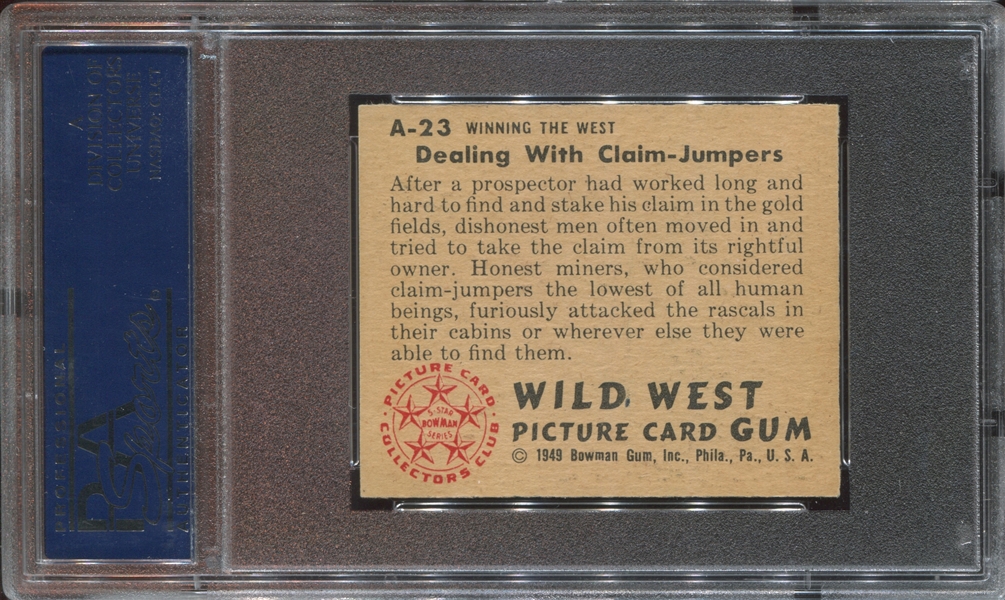 1949 Bowman Wild West #A23 Dealing With Claim-Jumpers PSA8.5 NM-MT+