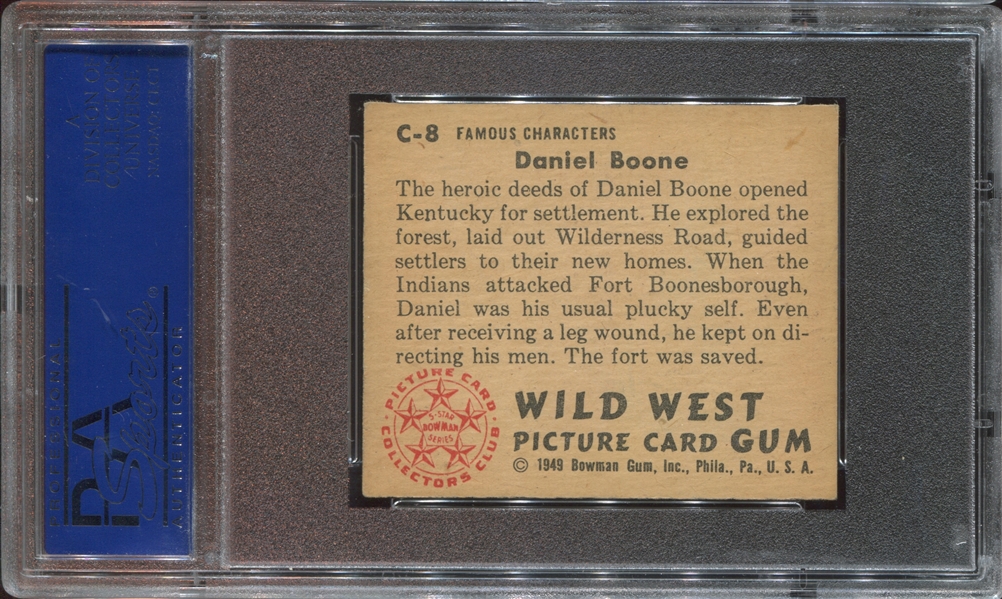 1949 Bowman Wild West #C8 Daniel Boone PSA8 NM-MT