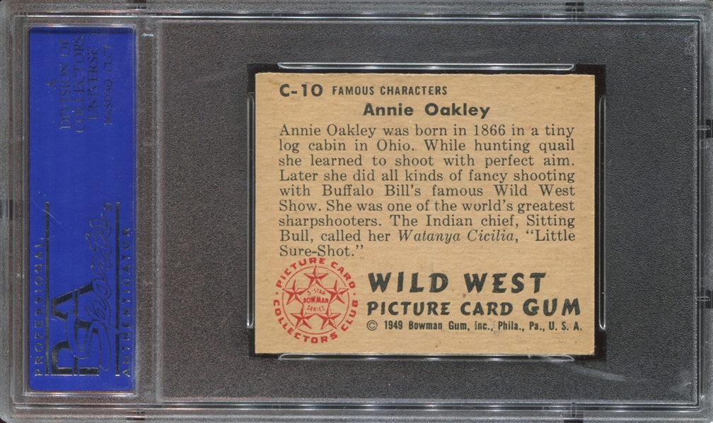 1949 Bowman Wild West #C10 Annie Oakley PSA8 NM-MT