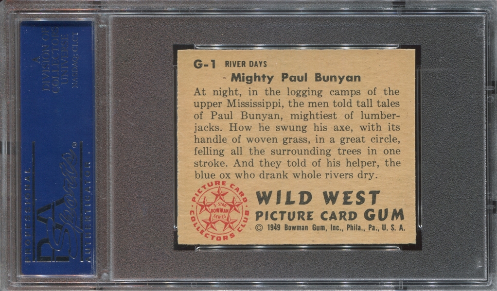 1949 Bowman Wild West #G1 Mighty Paul Bunyan PSA8 NM-MT