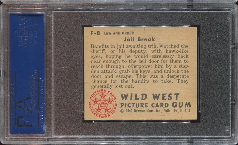 1949 Bowman Wild West #F8 Jail Break  PSA9 Mint