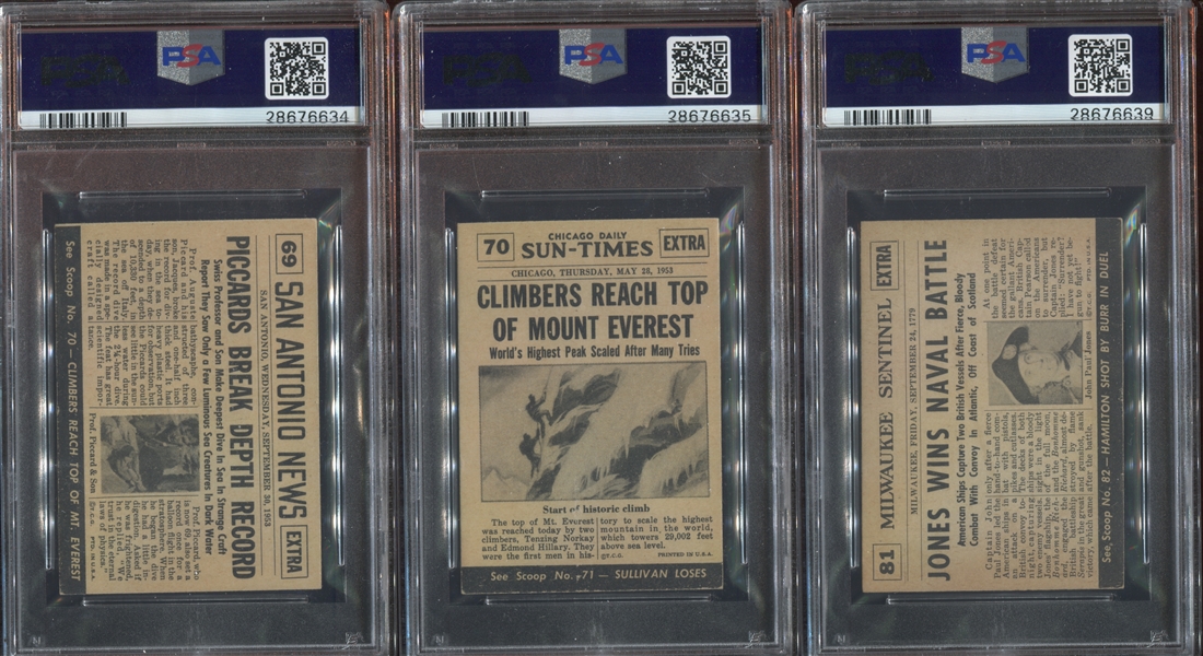 1954 Topps Scoop Lot of (8) PSA-Graded Cards