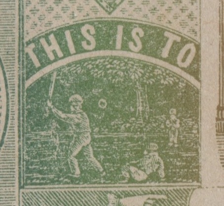 Interesting 1840's/1850's Reward of Merit with inset Baseball Image