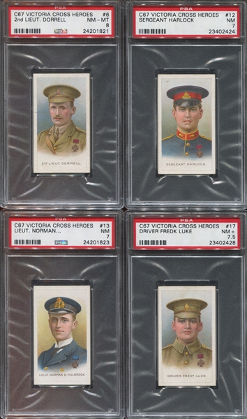 C67 Imperial Tobacco Victorian Cross Heroes Lot of (4) PSA7-8 Graded Cards