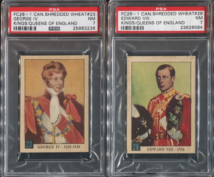 FC26-1 Canadian Shredded Wheat Kings & Queens of England Lot of (5) PSA7-Graded Cards