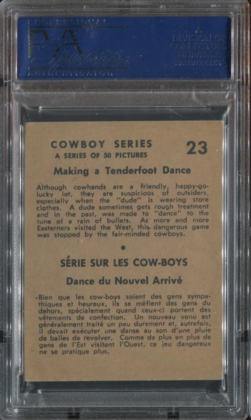 V290 Hamilton Gum Cowboy Series #23 Making a Tender Foot Dance PSA6 EX-MT