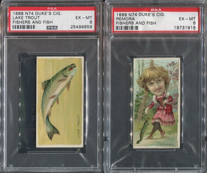 N74 Duke Cigarettes Fishers & Fish Lot of (2) PSA6 EX-MT Graded Cards