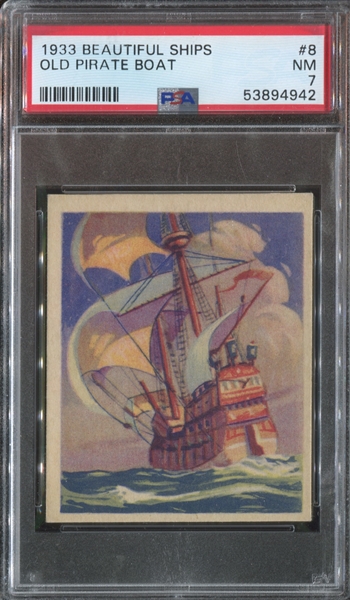 R135 Package Confectionery Beautiful Ships #8 Old Pirate Boat PSA7 NM