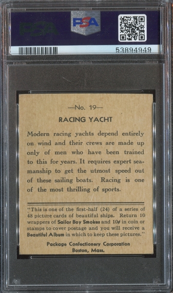 R135 Package Confectionery Beautiful Ships #19 Racing Yacht PSA7.5 NM+