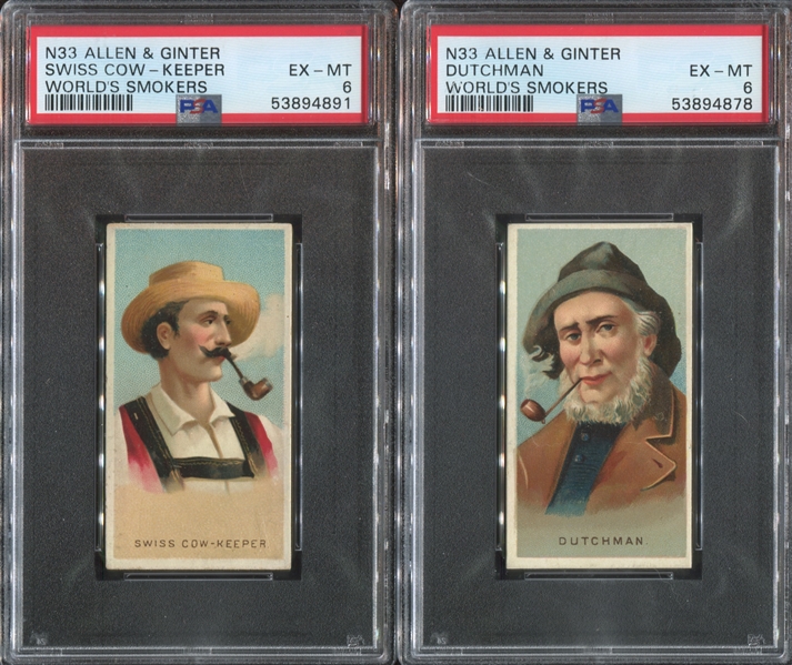 N33 Allen & Ginter World's Smokers Lot of (2) PSA6 EX-MT Graded Cards