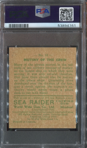 V359 World Wide Gum Sea Raiders #18 Mutiny of the Crew PSA7 NM