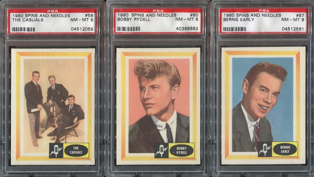 1960 Fleer Spins & Needles Lot of (12) PSA7 and PSA8 Graded Cards