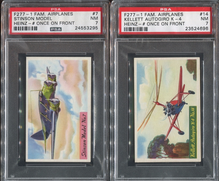 F277-1 Heinz Rice Flakes Famous Airplanes Lot of (4) PSA7 to PSA8 Graded Cards