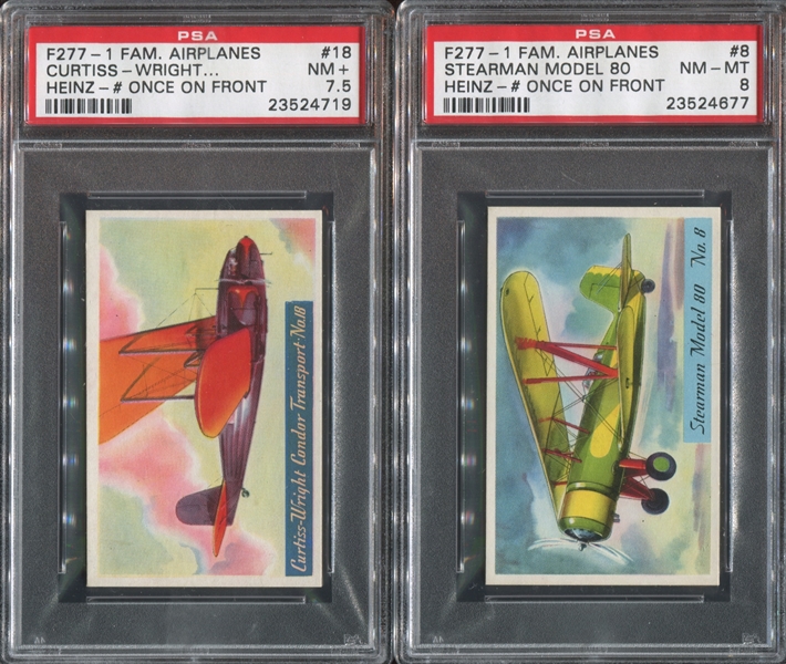 F277-1 Heinz Rice Flakes Famous Airplanes Lot of (4) PSA7 to PSA8 Graded Cards