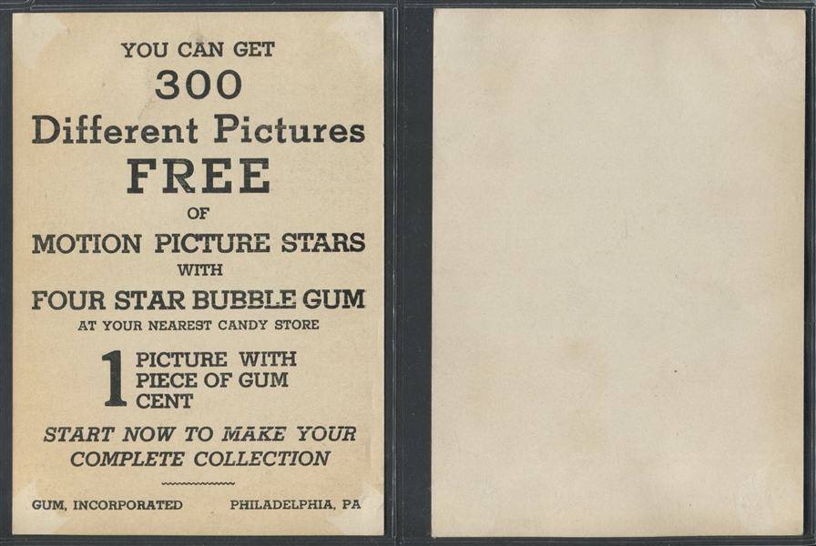 R96-1 Gum, Inc. Motion Picture Stars Sonja Heine (Henie) Type A and Type B Pair 
