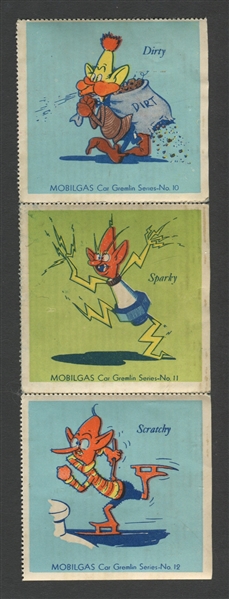 Mobilgas Car Gremlins Stamps Complete Set (12) 