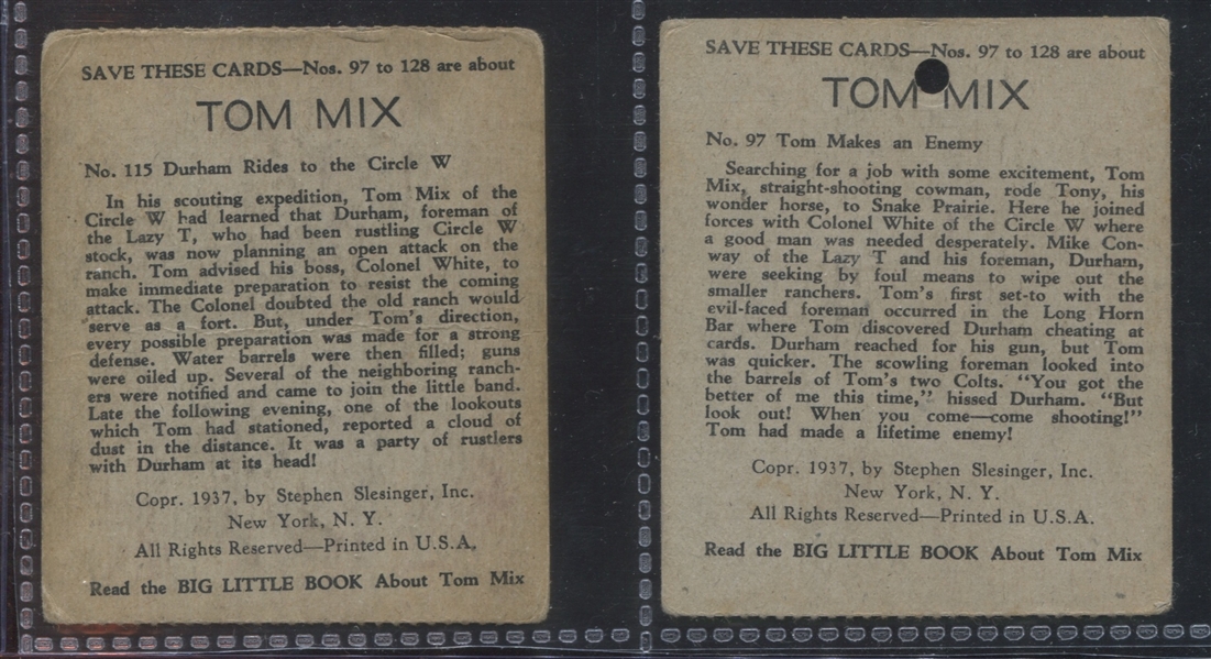 R23 Big Little Books Pair of Tom Mix Cards