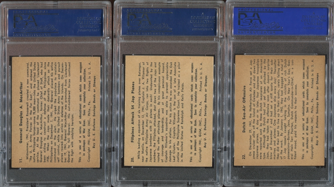R164 Gum Inc War Gum Complete Set of (132) Cards with (10) PSA-Graded