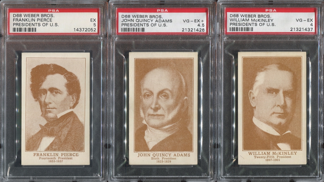 D68 Weber Brothers Presidents of the United States Lot of (3) PSA-Graded Cards