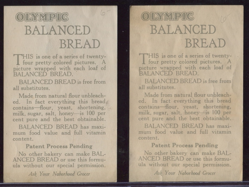 D-MISC lot of (5) Different Bread Type Cards 
