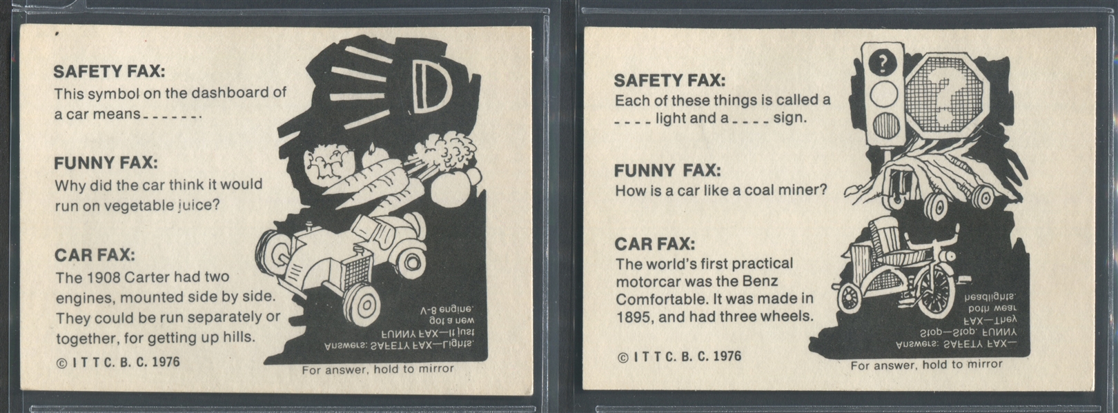 1976 Wonder Bread Crazy Cars Complete Set of (20) Cards