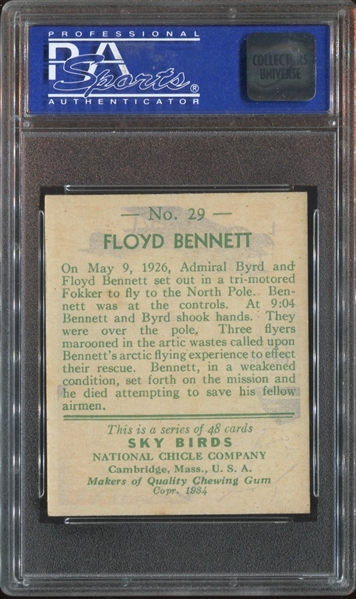 R136 National Chicle Sky Birds #29 Floyd Bennett PSA8 NM-MT